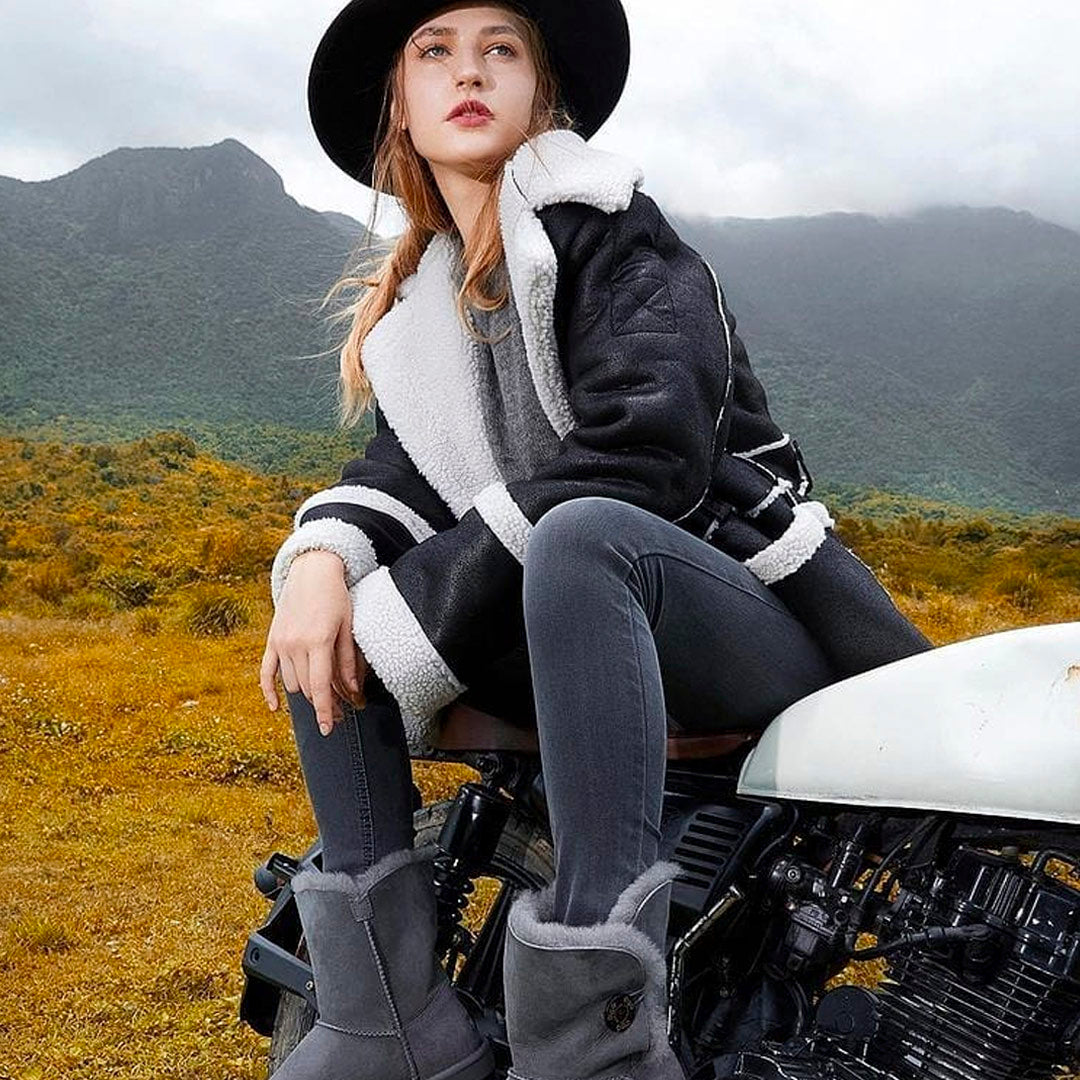 Model Wearing UGG Boots Outside