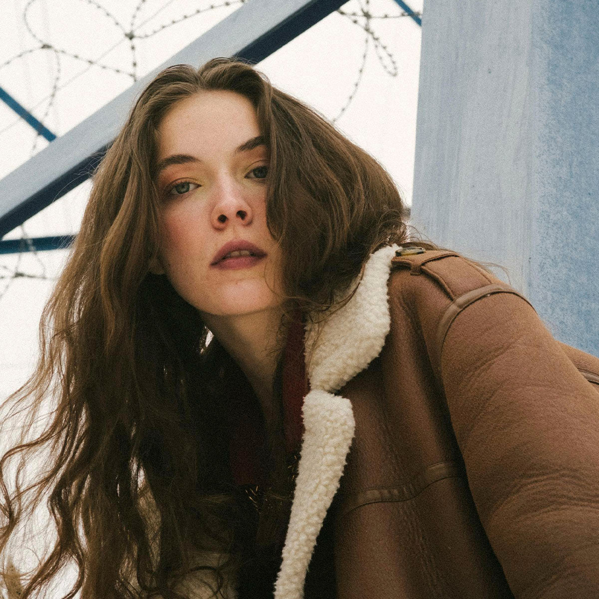 Insulating Warm Sheepskin Jacket in Brown