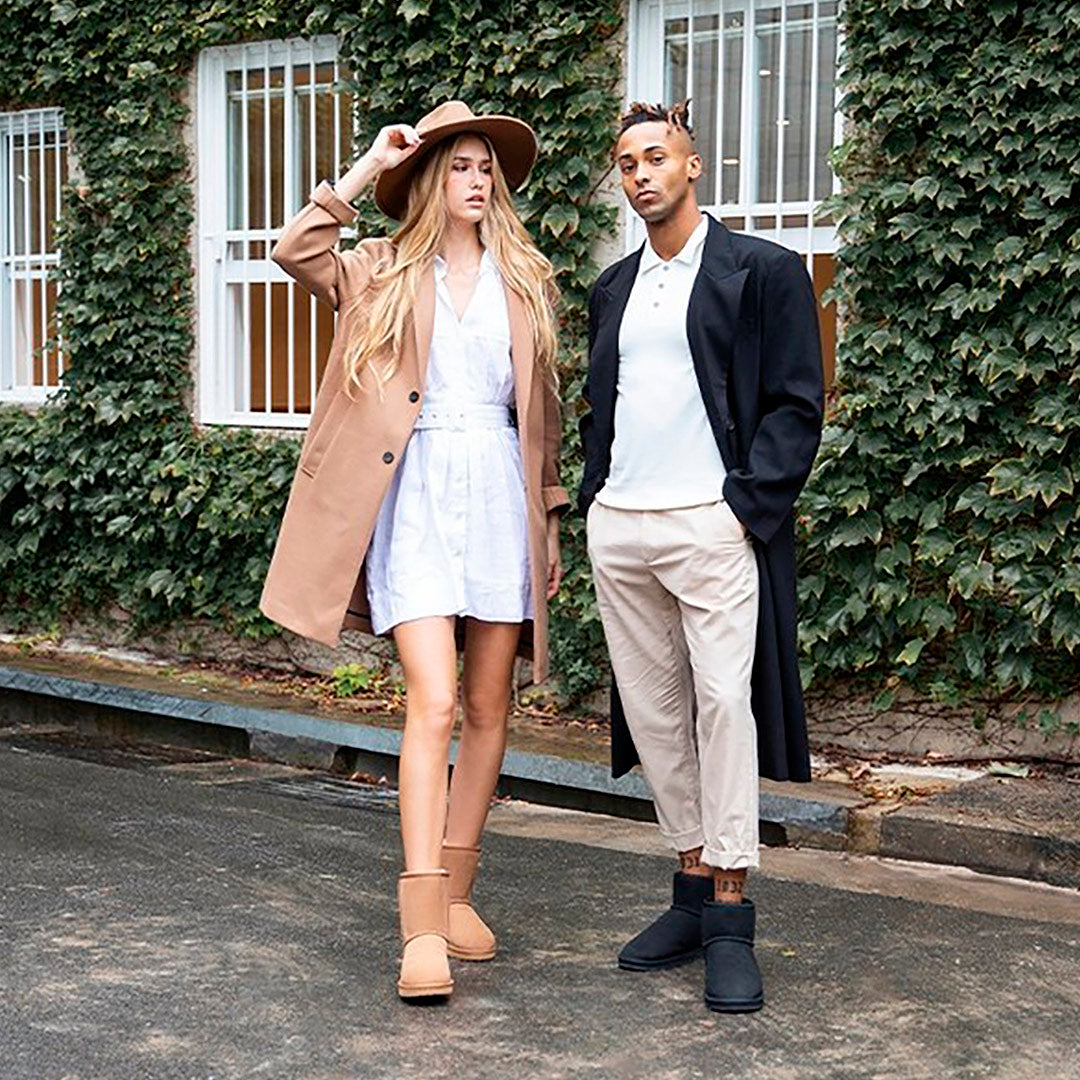 Stylish Man and Woman Wearing UGG Boots