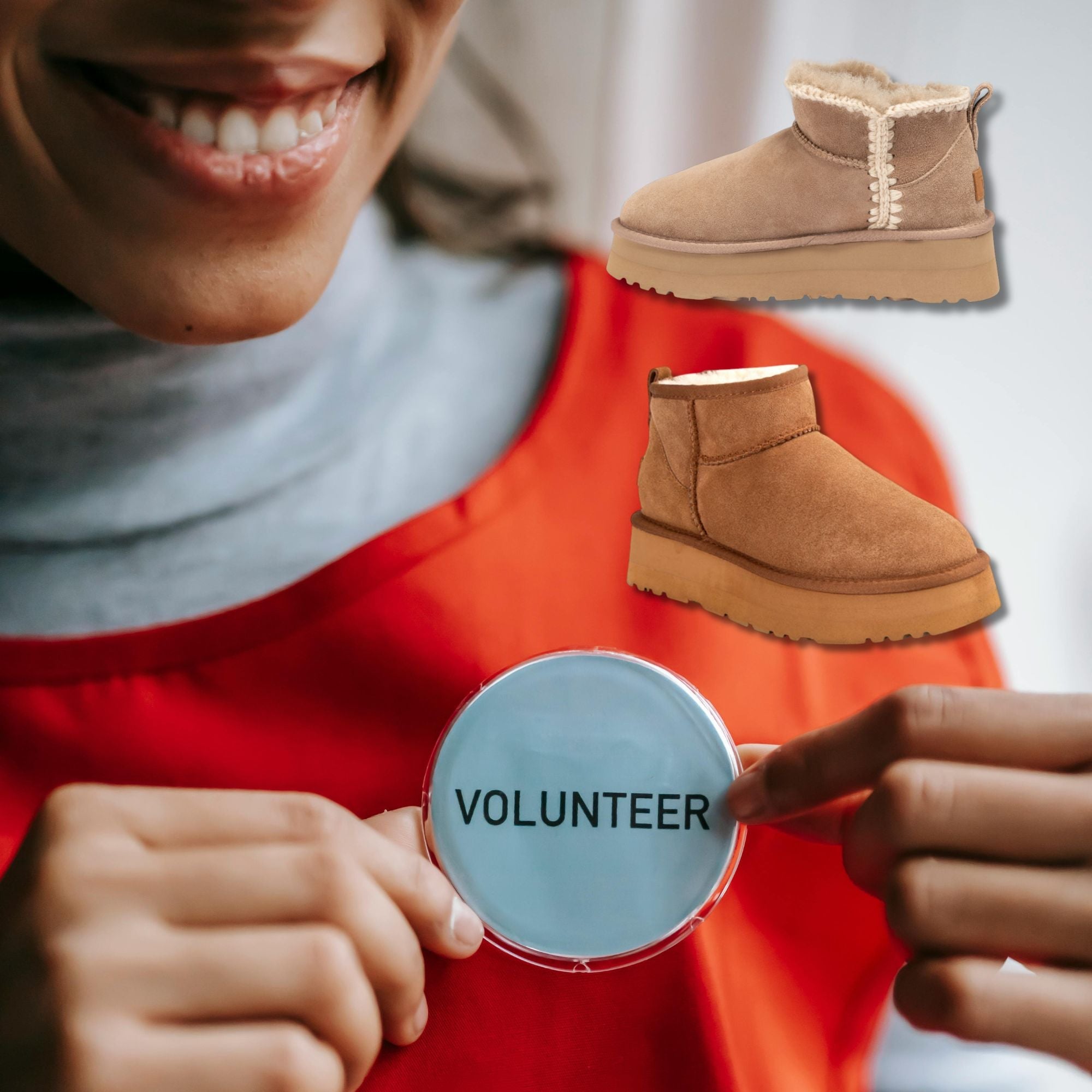 medical volunteer wearing UGG boots