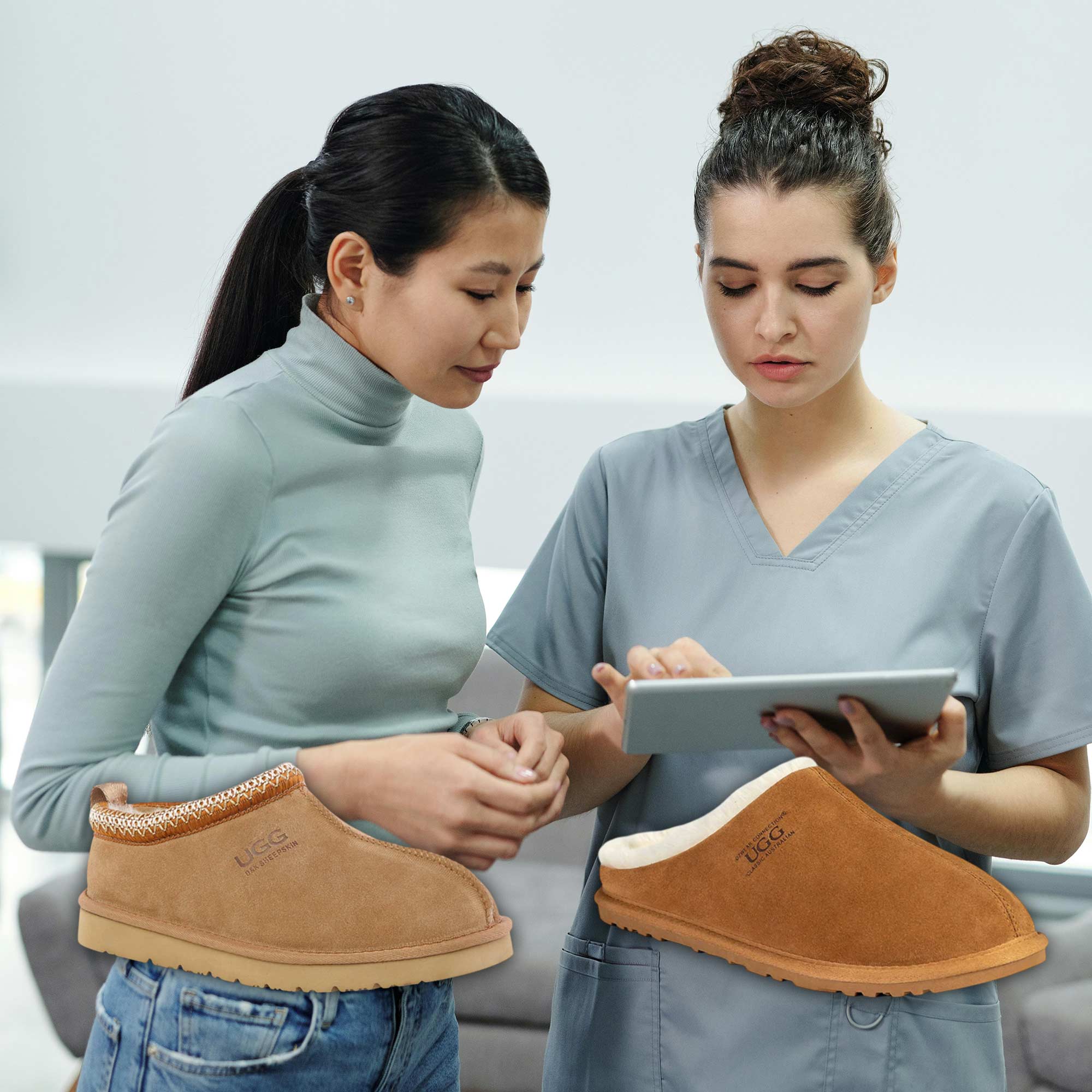 Nurse working while wearing UGGs for double shifts