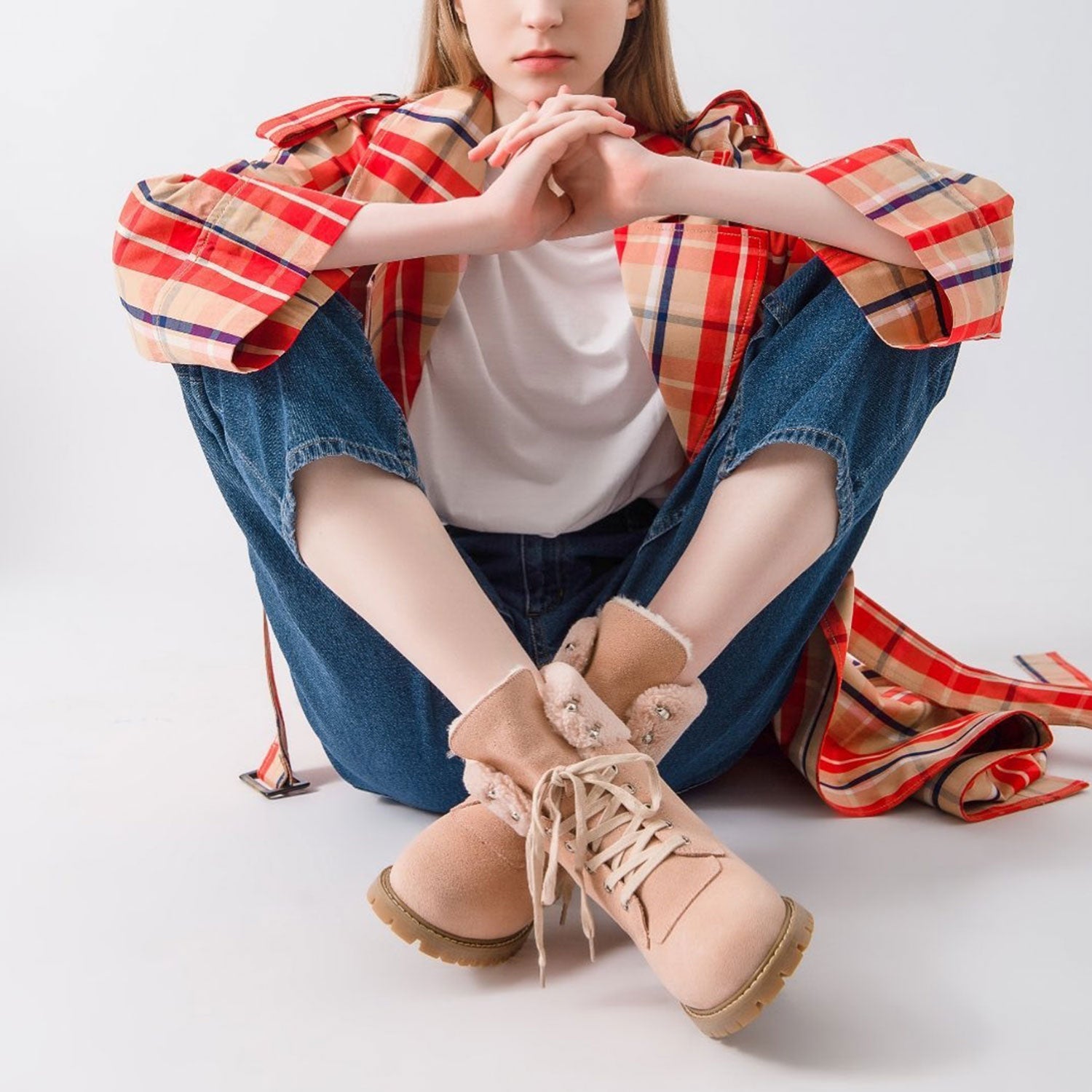 Woman Model Wearing UGG with Denim