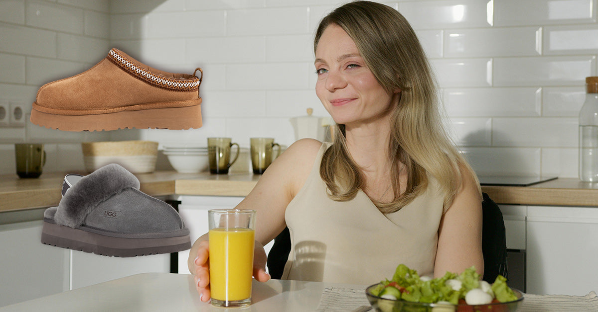 woman enjoying her brunch and feeling cosy and stylish with UGG platforms