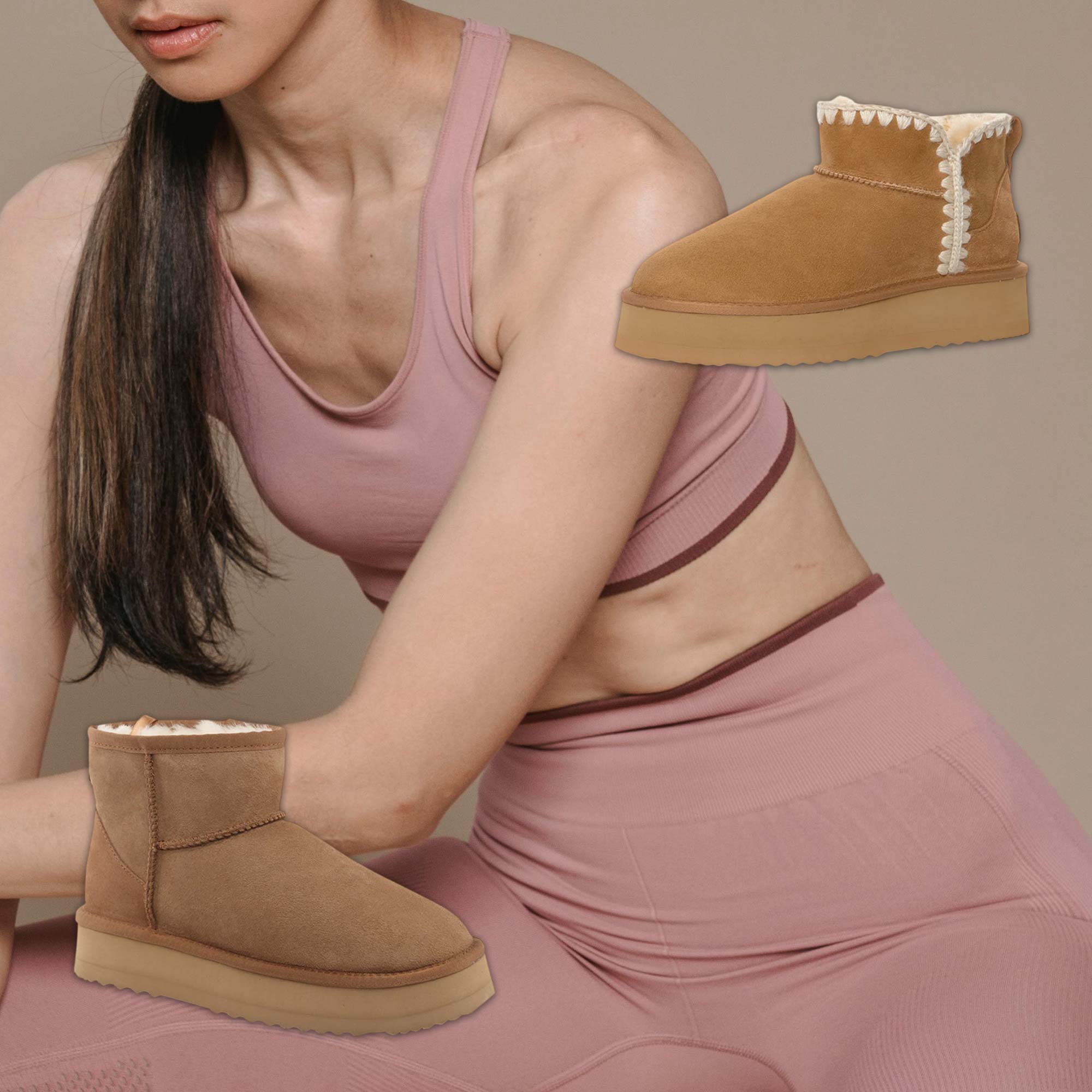 woman working out while wearing UGG platform boots