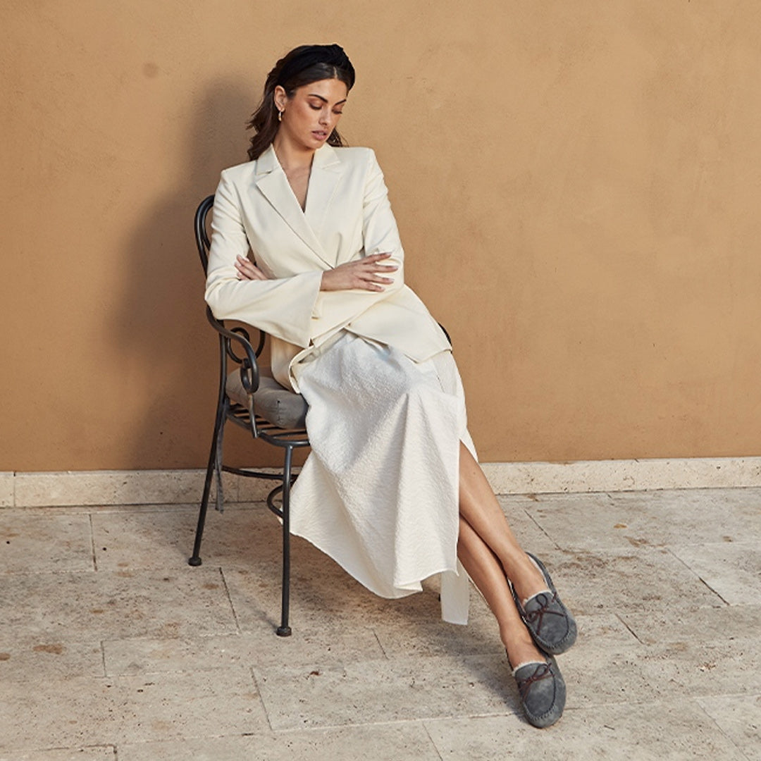 Pretty Woman Wearing Fashion UGG Moccasins