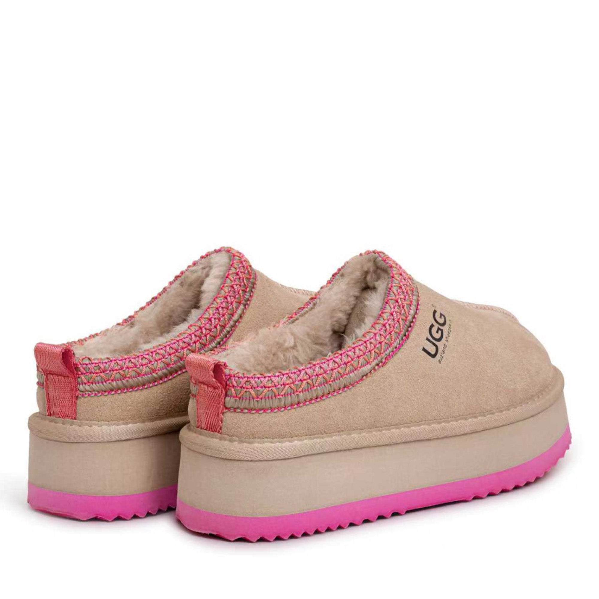 Premium Tassie Platform Ugg Slippers (Pink)