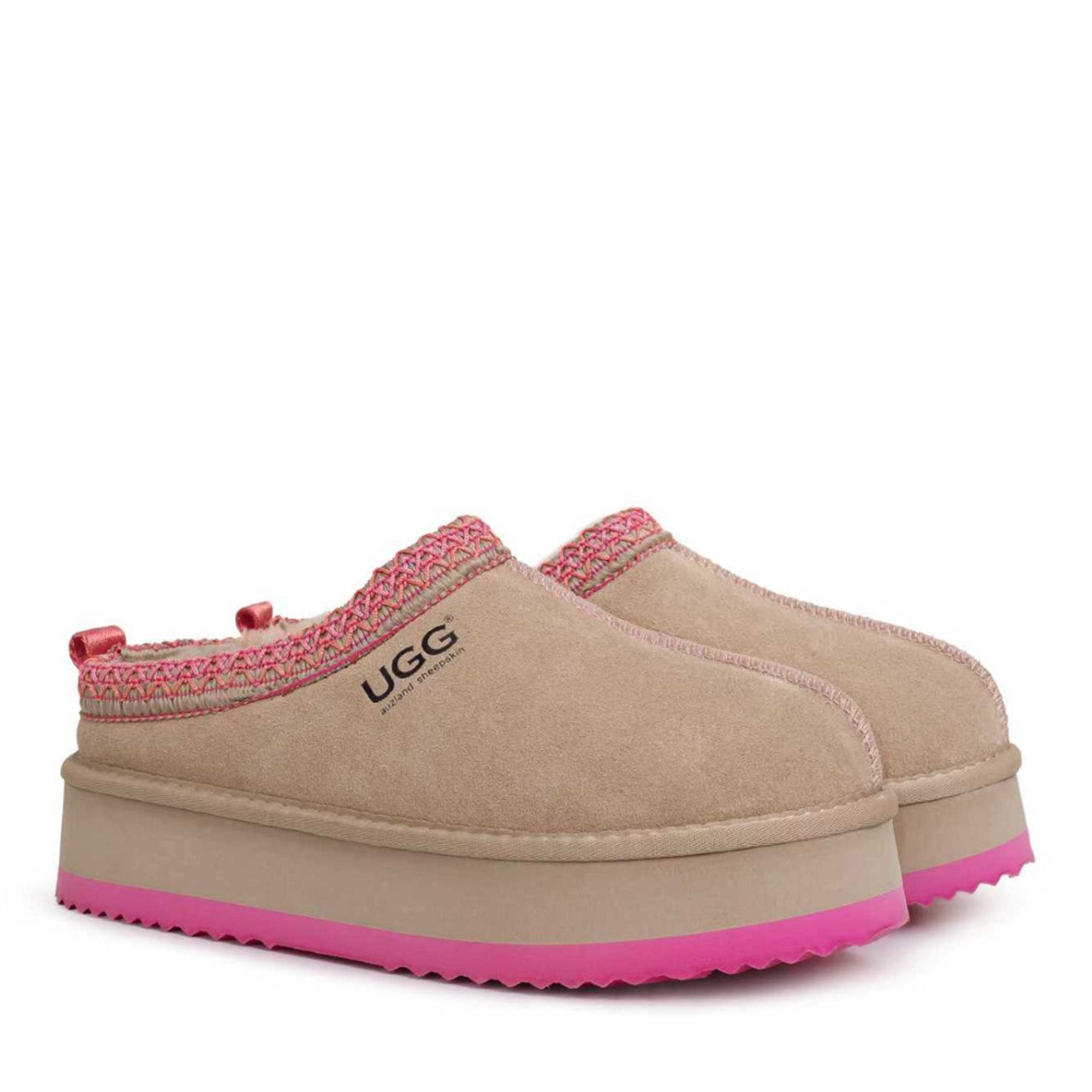 Premium Tassie Platform Ugg Slippers (Pink)