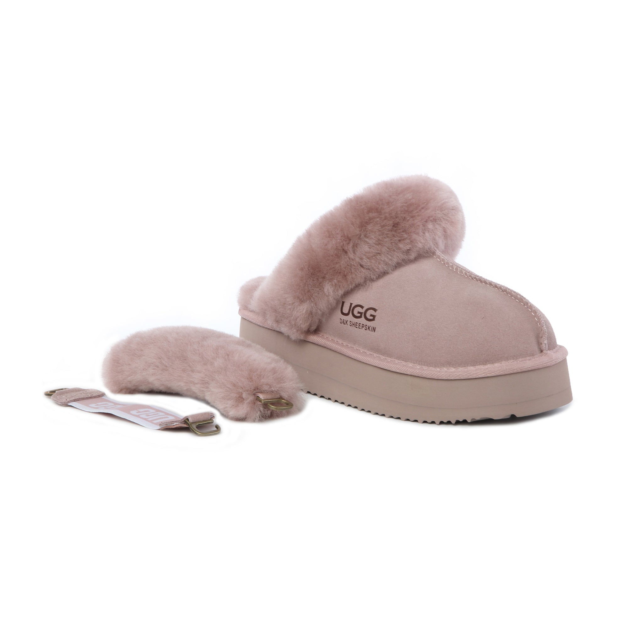 Fluffy Strappy Platform Scuff Uggs