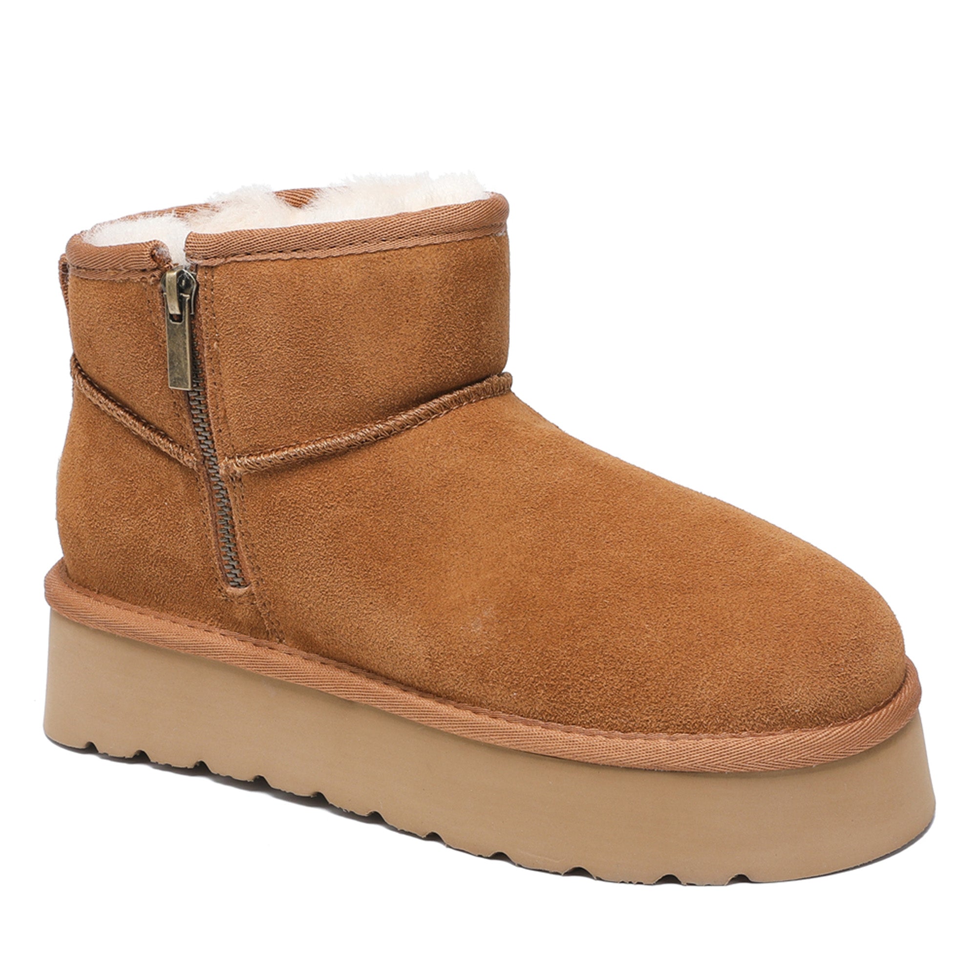 Platform Zip Uggs womens platform ankle ugg boots with zip in chestnut view 2