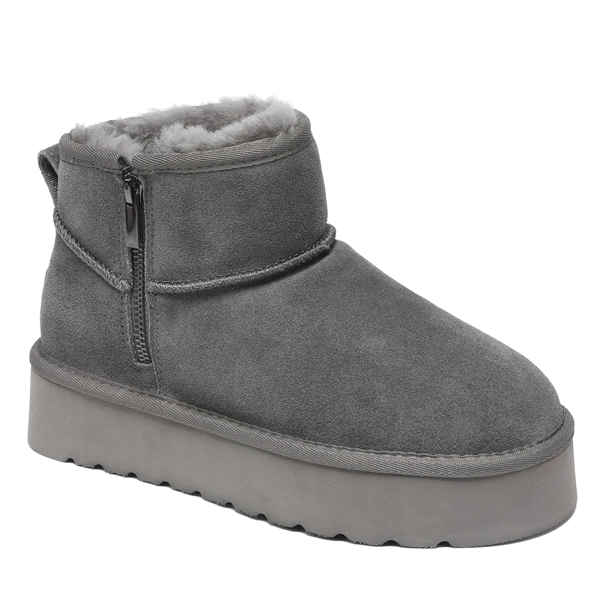 Platform Zip Uggs womens platform ankle ugg boots with zip in grey view 7