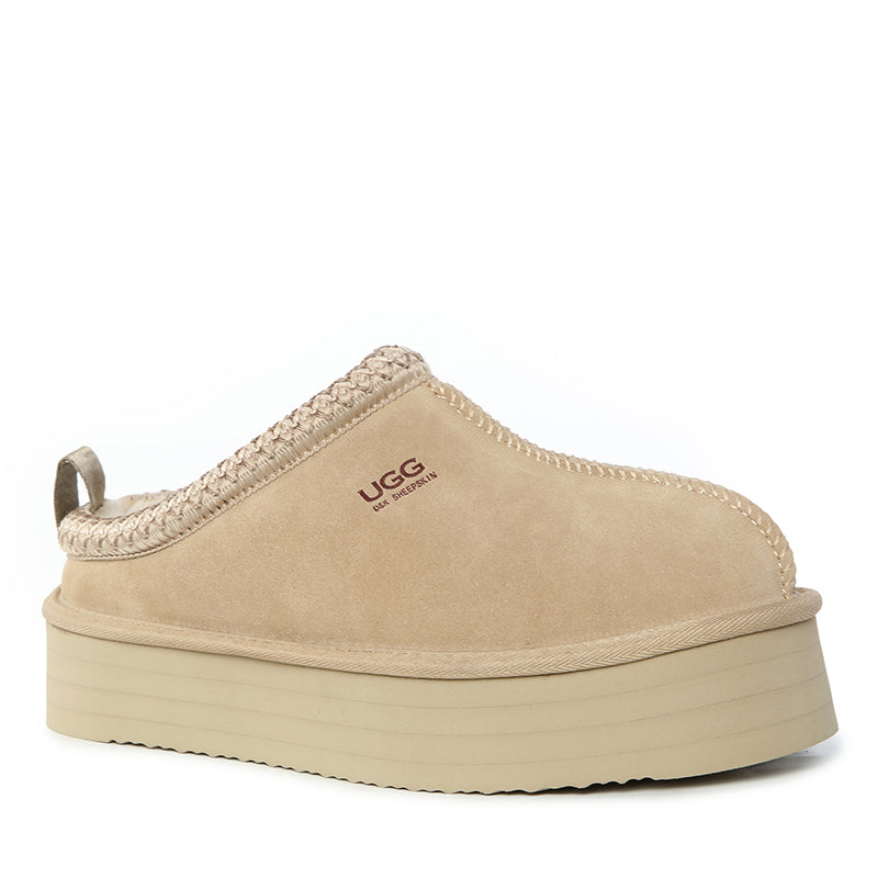 Platinum Tass Platform Ugg Slippers