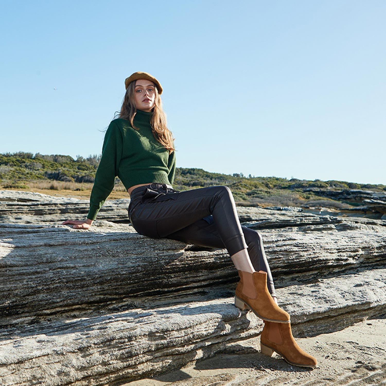 Woman Model Wearing with UGG Boots at the Trail