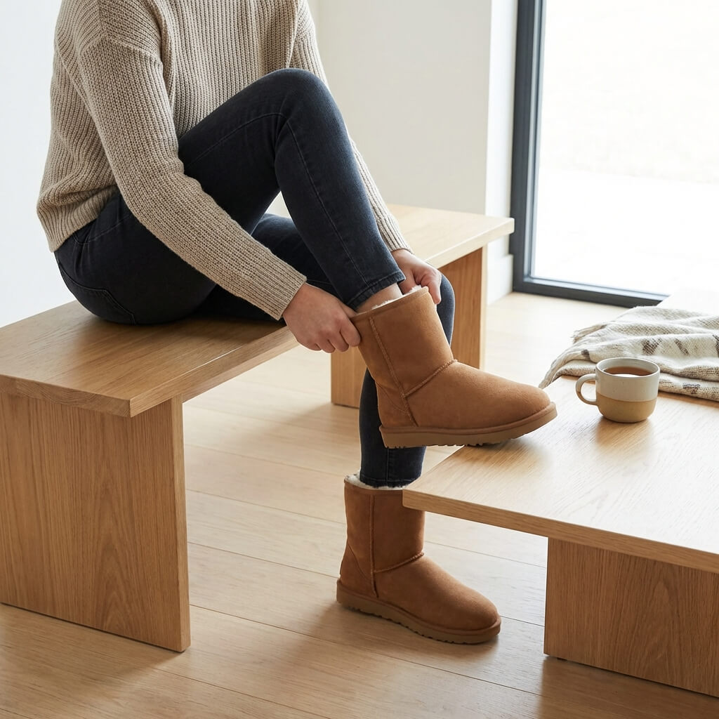 Trying on wide fitting Ugg Boots