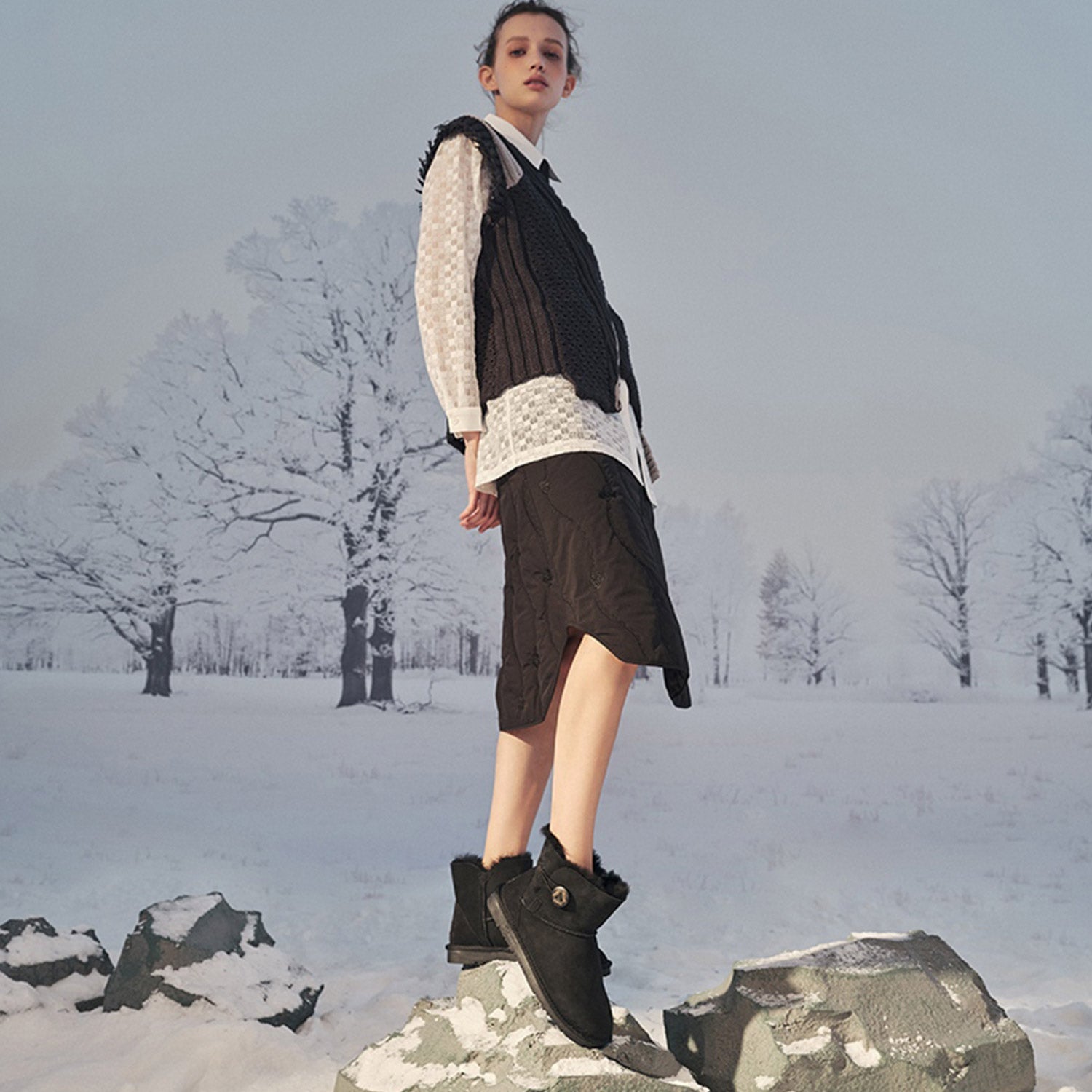 Australian Model Wearing UGG Boots in Snow