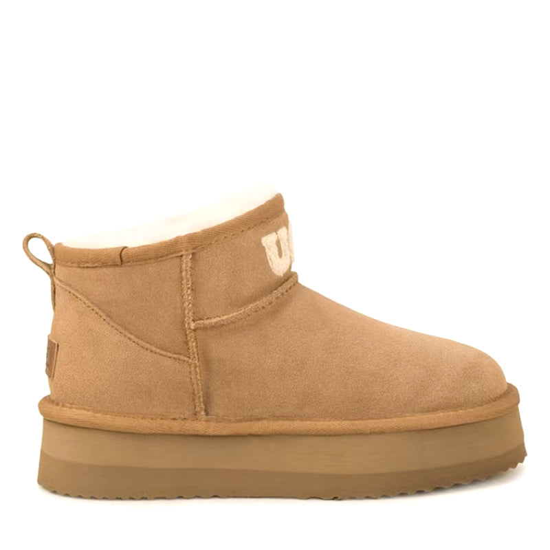 Premium Mini Logo Ugg Boots | Mini-Height Sheepskin Boots