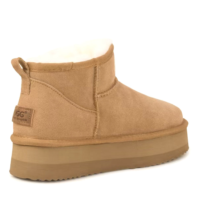 Premium Mini Logo Ugg Boots | Mini-Height Sheepskin Boots