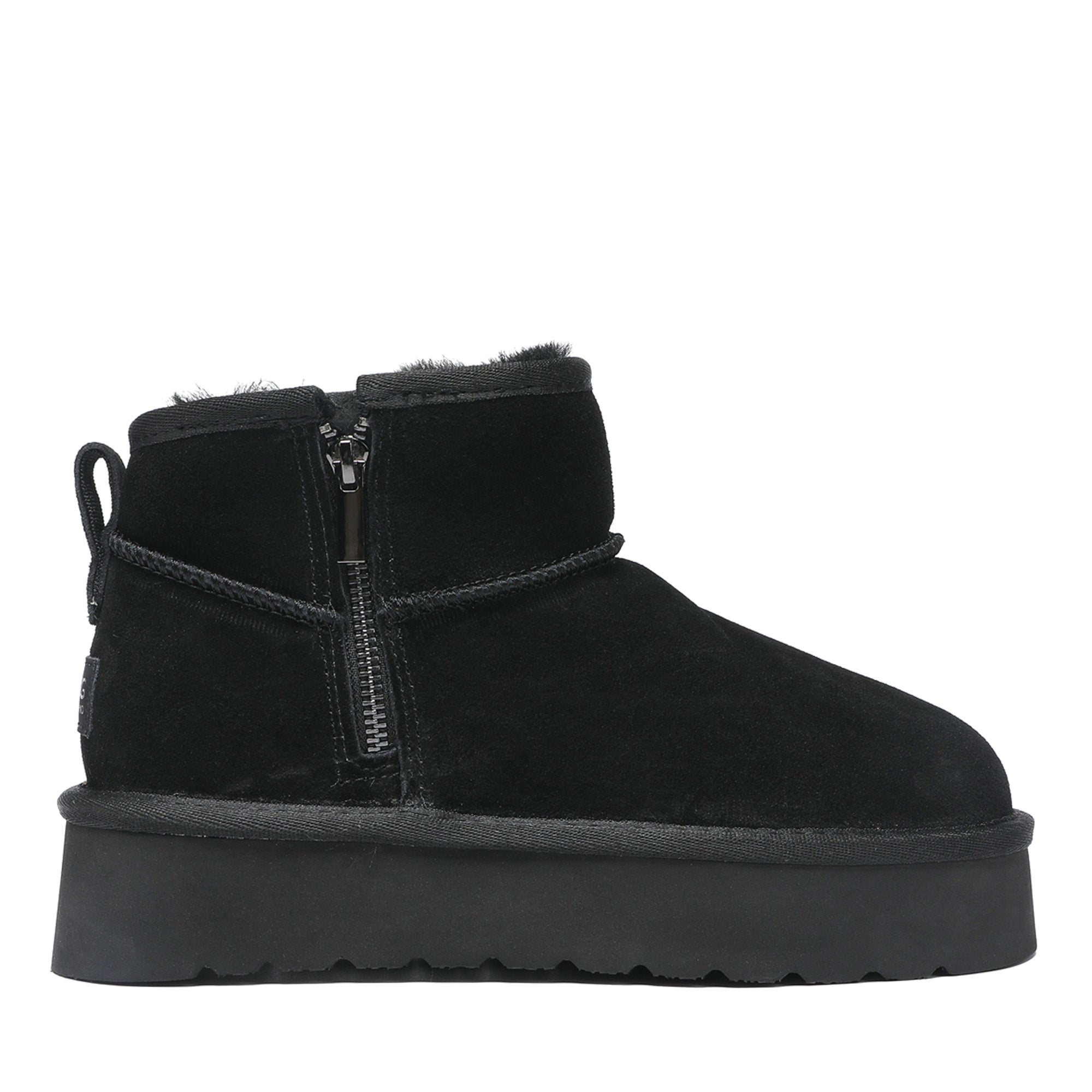 Platform Zip Uggs womens platform ankle ugg boots with zip in black view 11