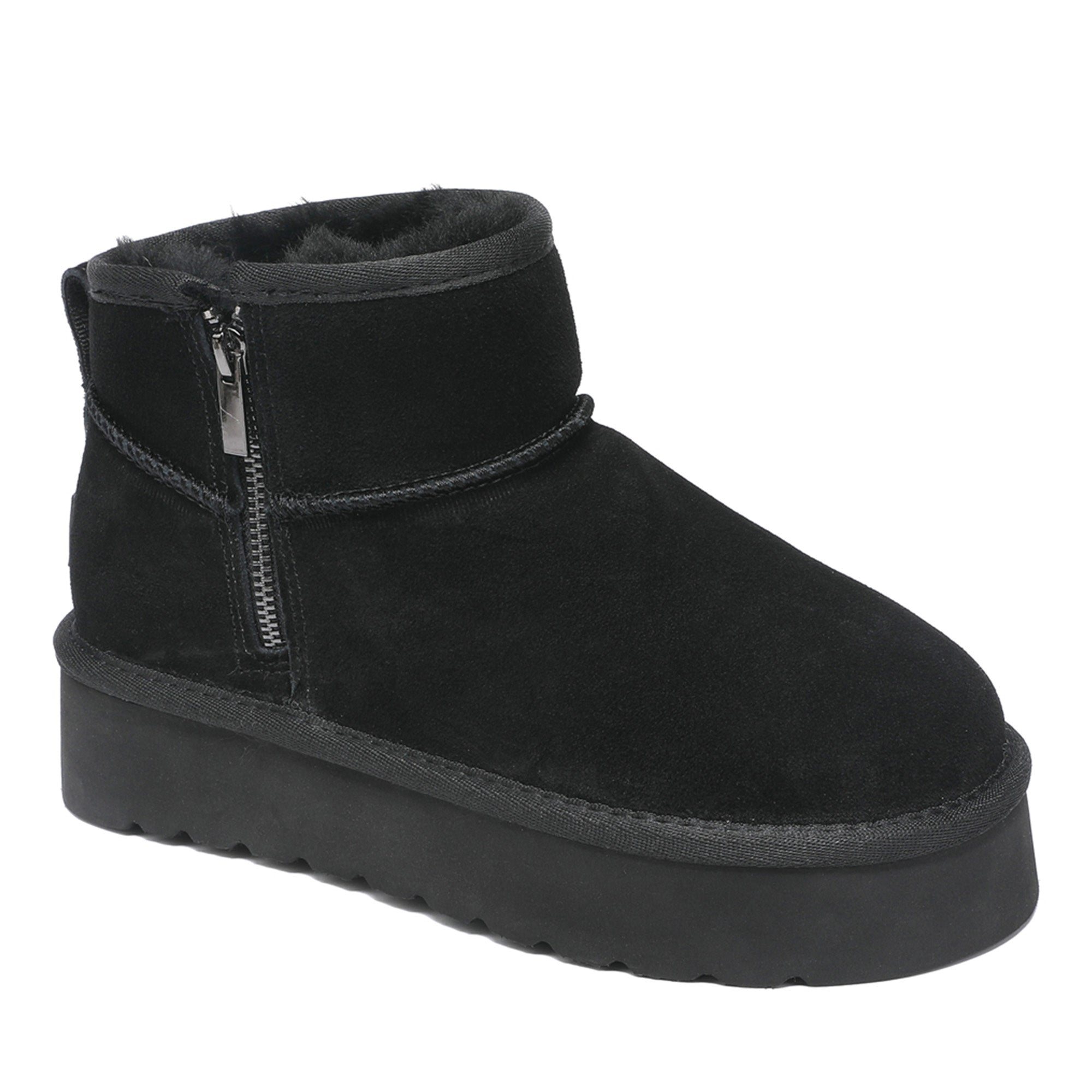 Platform Zip Uggs womens platform ankle ugg boots with zip in black view 12