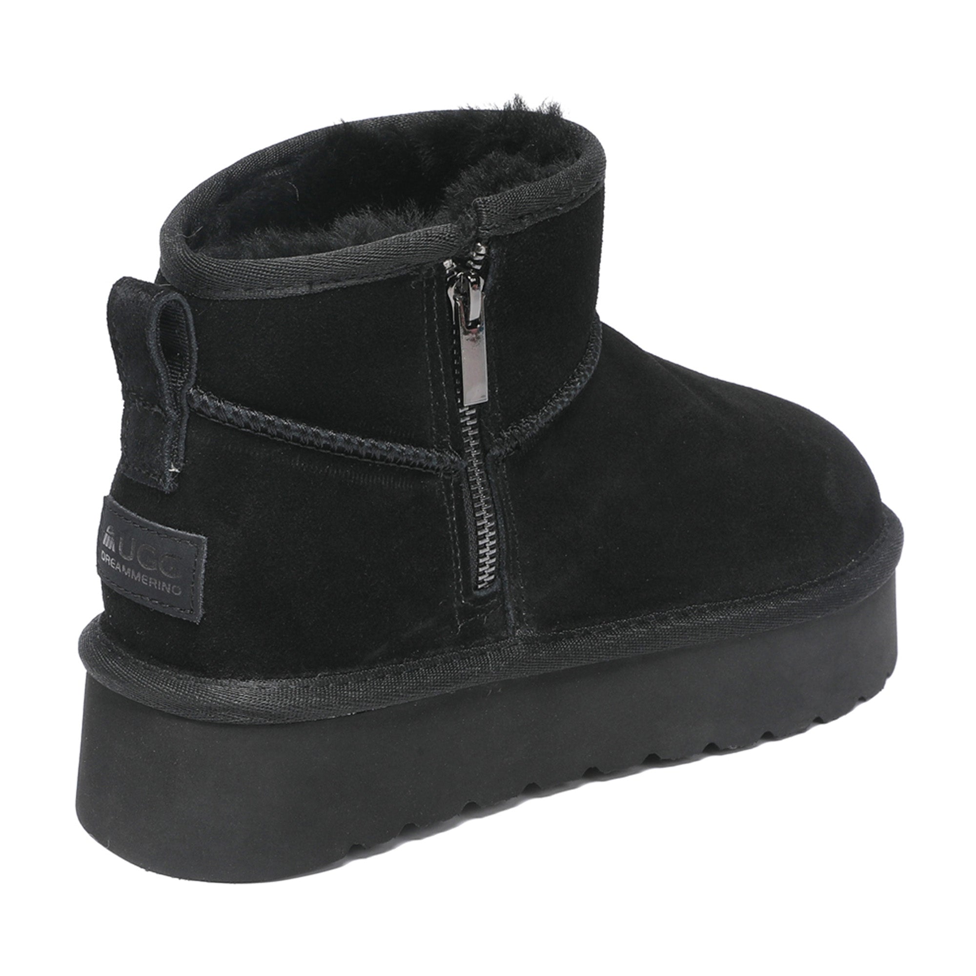 Platform Zip Uggs womens platform ankle ugg boots with zip in black view 13