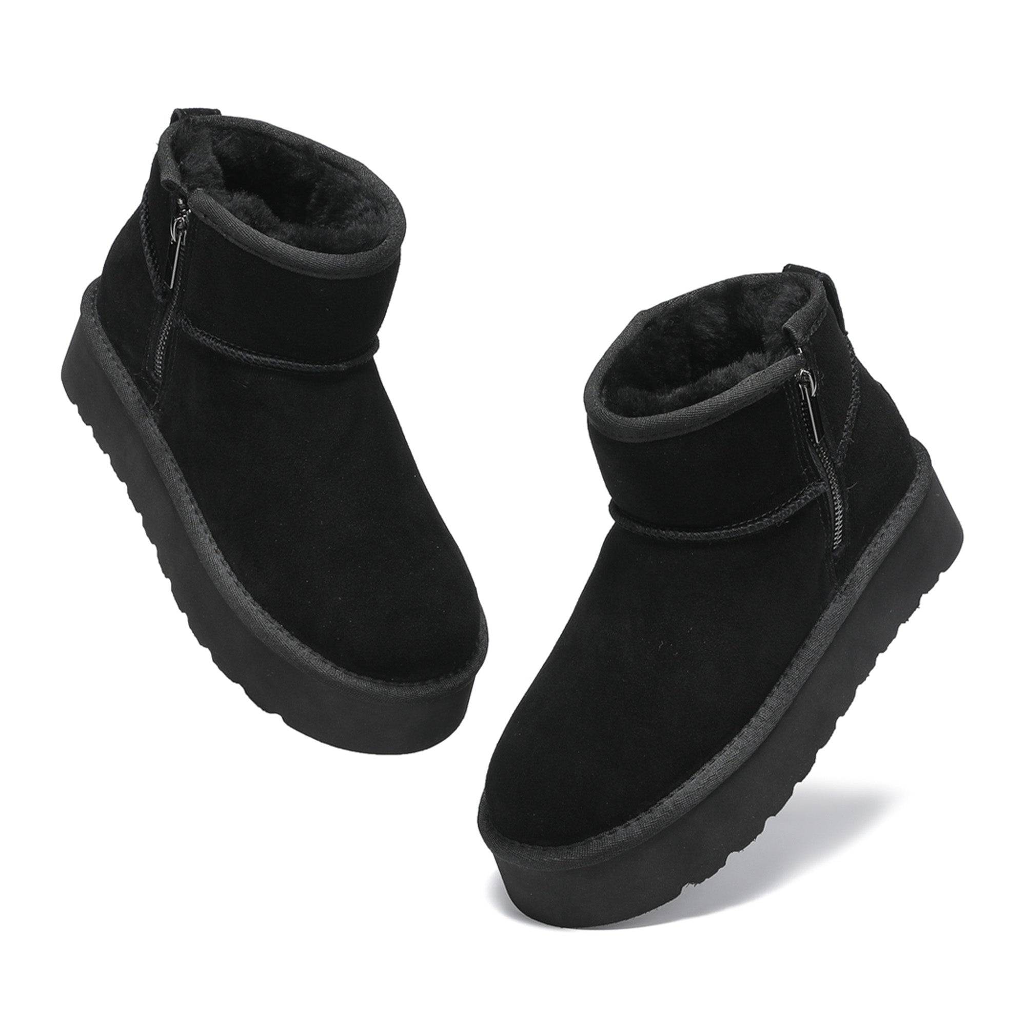 Platform Zip Uggs womens platform ankle ugg boots with zip in black view 14