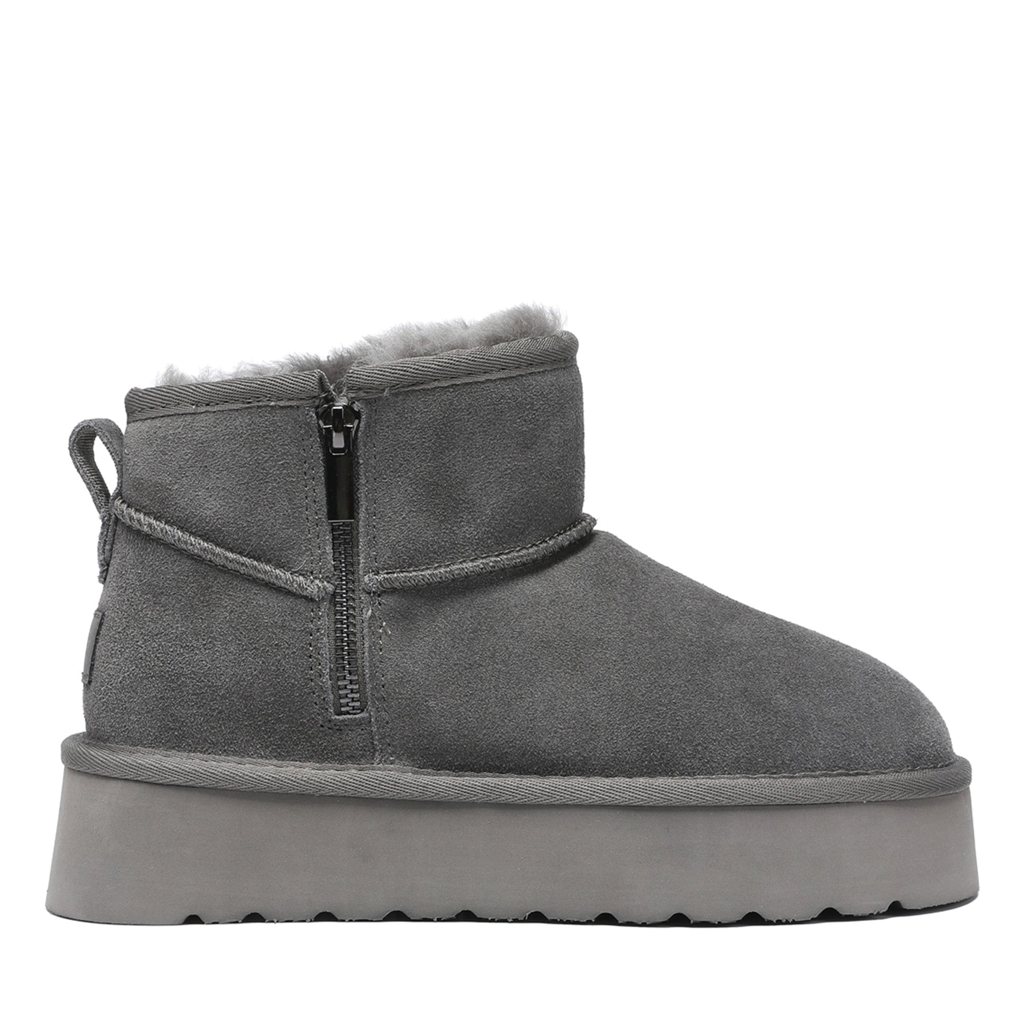 Platform Zip Uggs womens platform ankle ugg boots with zip in grey view 6