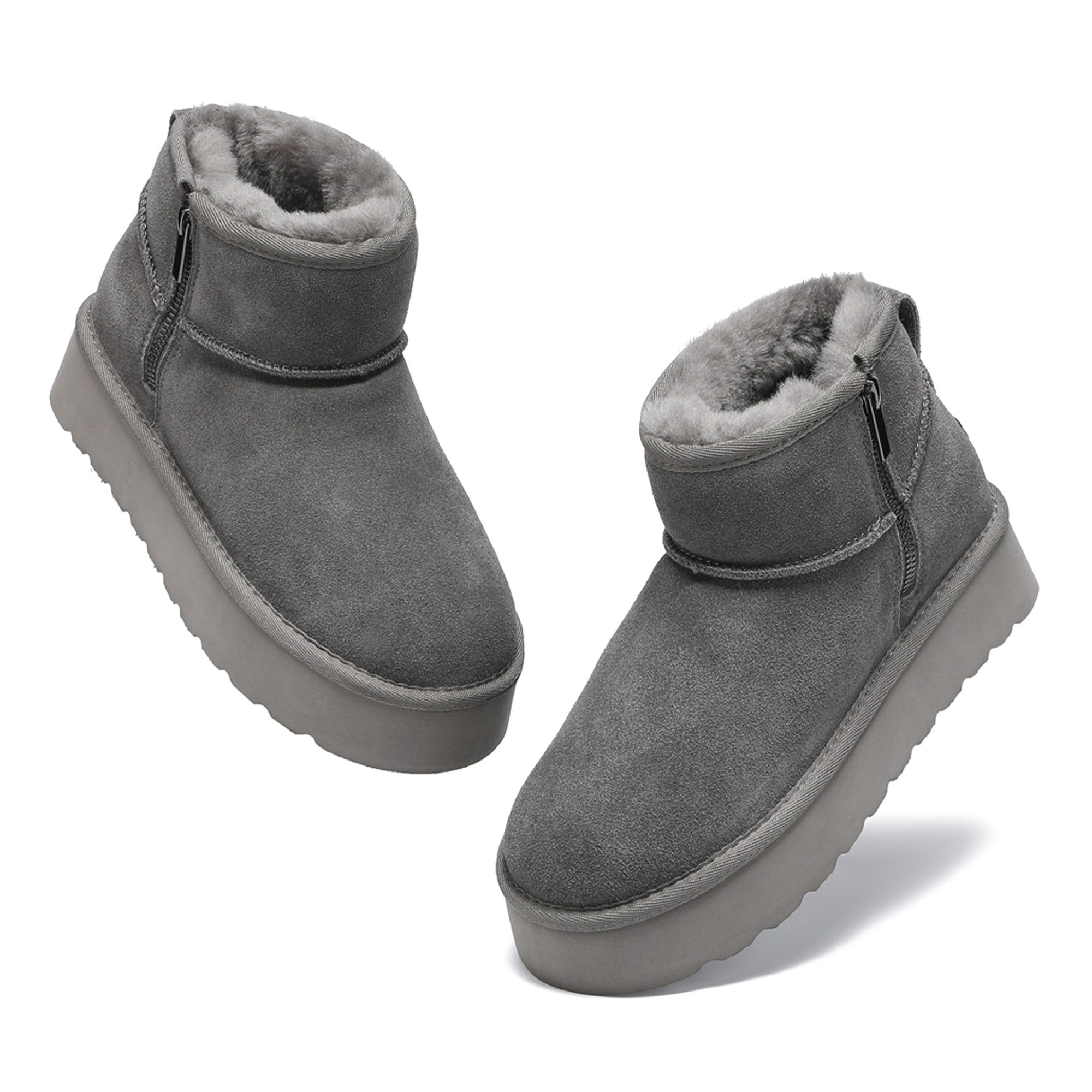 Platform Zip Uggs womens platform ankle ugg boots with zip in grey view 9