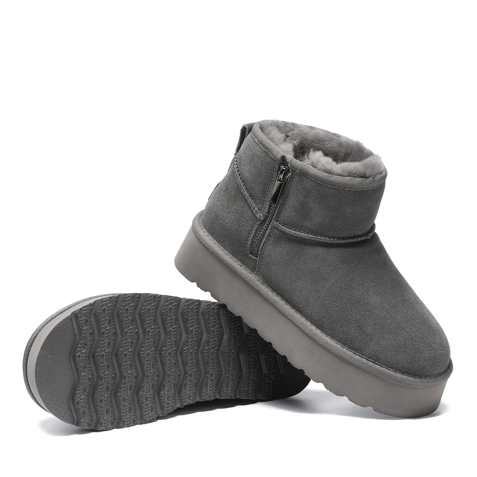 Platform Zip Uggs womens platform ankle ugg boots with zip in grey view 10