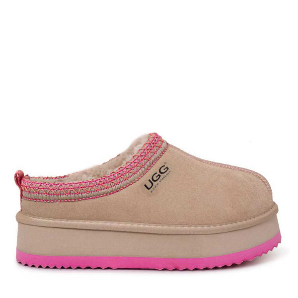 Premium Tassie Platform Ugg Slippers (Pink)