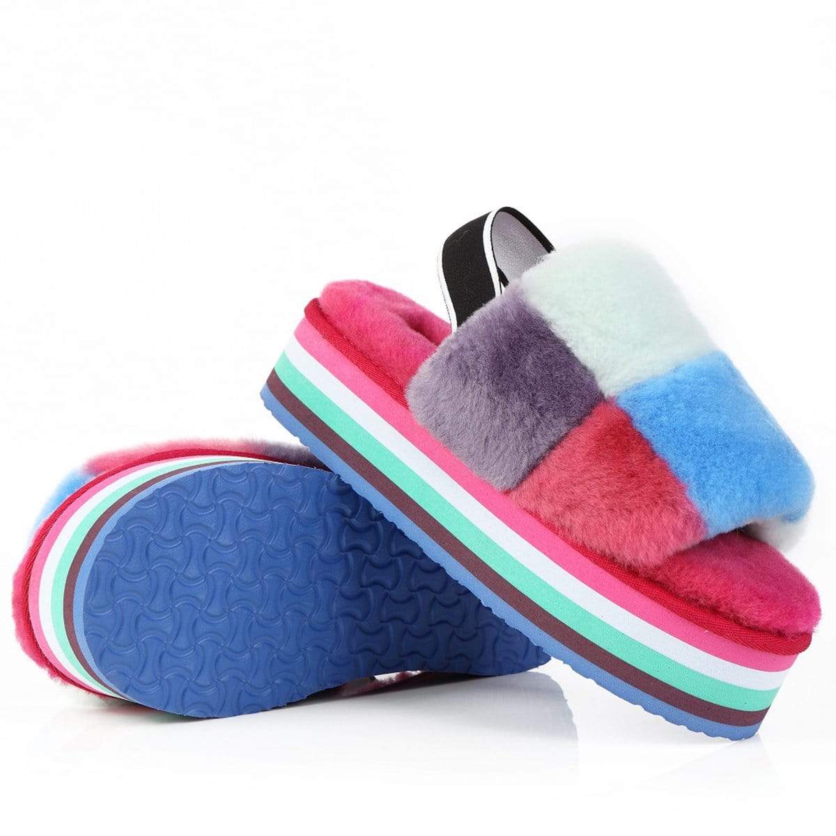 Pink Ugg Sandals Pride UGG PRIDE STRIPES FLUFF YEAH SLIDE